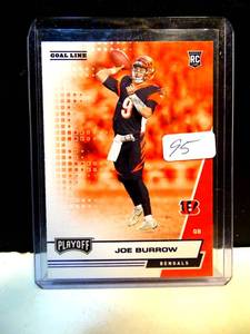 lot 95 image: Joe Burrow 2020 Panini Playoff Goal Line RC Rookie #201
