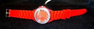 lot 139 image: $$$ Vintage Geneva CZ Crystals Red Watch