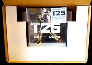 lot 143 image: NEWOPEN BOX - NEW SEALED Beachbody Focus T25 Get It Done Set ALPHA  BETA Workout w Bands Box
