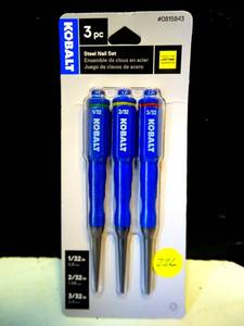 lot 226 image: NEW - New Kobalt 3-piece Steel Nail Set Punch Kit