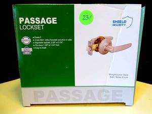 lot 231 image: $$ NEW - Shield Security Passage Lockset Grade 3 NEW 913817 Satin Nickel