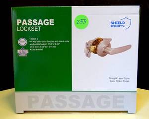 lot 233 image: $$ NEW - Shield Security Passage Lockset Grade 3 NEW 913817 Satin Nickel