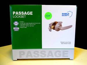 lot 234 image: $$ NEW - Shield Security Passage Lockset Grade 3 NEW 913817 Satin Nickel