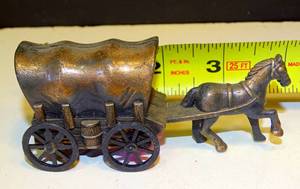 lot 255 image: VINTAGE METAL DIE CAST HORSE AND WAGON CART PENCIL SHARPENER