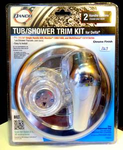 lot 263 image: $$ NEW - Danco Tub Shower Trim Kit for Delta - 2 Handle Option Chrome Finish