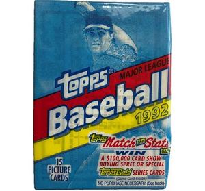lot 124 image: 1992 TOPPS BASEBALL WAX PACK - NEWSEALED