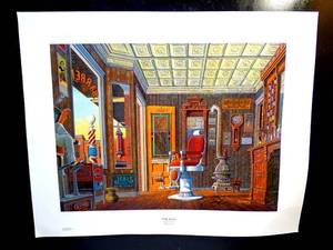lot 306 image: BIG $ LOT - ARTIST SIGNED Portrait By Randy Souders Clip Joint Old Barber Shop (FIRST EDITION SIGNED)