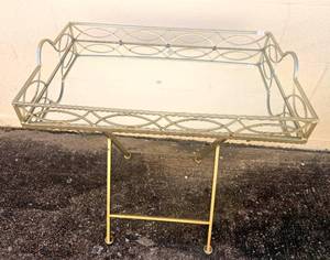 lot 298 image: MIRRORED SERVING TABLEPLANT STAND - FOLDS FOR STORAGE
