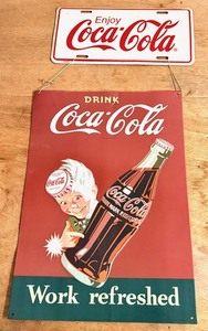lot 17 image: Metal Coca-Cola License Plate and Advertising Sign