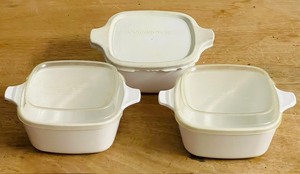 lot 57 image: Three (3) 2-34 Cup Corning Ware Blue Cornflower P-43-B Baking Dish WPlastic Lids