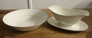 lot 63 image: Ivory Fantasy China Serving Bowl &amp Gravy Boat