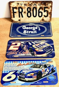 lot 84 image: Vintage 1961 Texas License Plate W Vintage George Strait, Rusty Wallace, &amp Mark Martin Plates