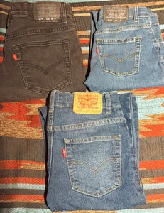 lot 201 image: Two (2) Slightly Worn Pairs of Boys Levi 511 Slim (sizes 8 Regular &amp Husky) &amp One (1) Performance 514 Straight (size 10 Regular) Jeans