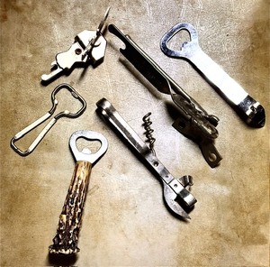 lot 79 image: Lot of Six (6) Vintage Bottle &amp Can Openers - Including Stag Horn Handle Bottle Opener