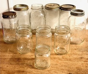 lot 39 image: Ten (10) Ball, Golden Harvest, Atlas, &amp Kerr Mason Jars