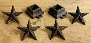 lot 120 image: Vintage Star Nails &amp Cast Iron Flange Shoes Used For Decorative Purposes on Fences or Other Structures