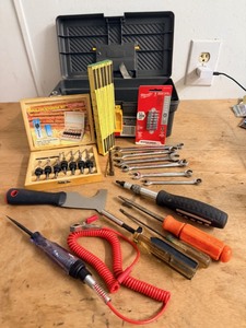 lot 26 image: Rubbermaid Tool Box WAssorted Tools - Including Milwaukee Shockwave Impact Torx Bit Set, Countersink Bit Set, , &amp Wrenches
