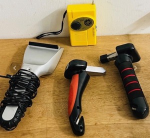 lot 125 image: NOAA Instant Weather Alert System, Electric Window DeIcer, &amp Two (2) Window BreakerSeatbelt Cutter Multitools