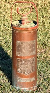 lot 3 image: Antique Elkhart Brass Manufacturing 2-12 Gallon Brass Fire Extinguisher&nbsp&nbsp