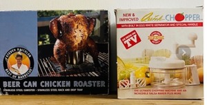 lot 256 image: Steven Raichlen Beer Can Chicken Roaster &amp Quick Chopper NIB