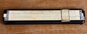 lot 109 image: Vintage K &amp E Slide Rule WBlack Case