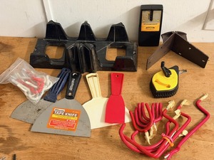 lot 110 image: Lot of Carpentry &amp Remodeling Tools &amp Supplies - Including Stanley Mitre Box, Zircon Stud Sensor, &amp Speed Line Chalk Line