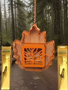 lot 142 image: Backyard Glory Metal Suet Bird Feeder &amp Two (2) Green Leaves Plant Hangers