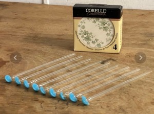 lot 254 image: Nine (9) AntiqueVintage Glass Straws &amp Box of 4 Corelle Coordinates Nature Stone