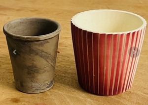 lot 277 image: RARE Red Ribbed Royal Copley Planter &amp HomArt Rustic Terra Cotta Orchid Pot