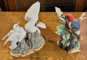 lot 235 image: Double White Doves &amp Woodpecker Figurines by Andrea