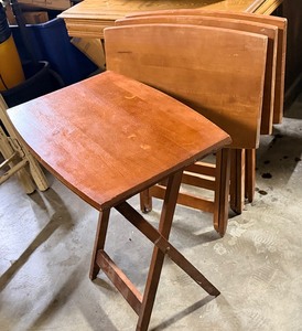 lot 239 image: Four (4) Solidly Built Vintage Wooden&nbsp TV Trays