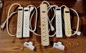 lot 292 image: Five (5) Office Power Strips and Two (2) New Plug-In Multi-Outlets