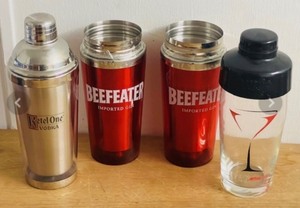 lot 298 image: Ketel One Vodka, Kahlua, &amp Two Beefeater Collectible Cocktail Shakers