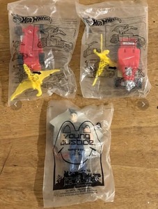 lot 312 image: Vintage McDonalds Hot Wheels & Young Justice Unopened Happy Meal Toys