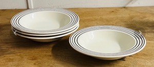 lot 316 image: Comcor by Corning Black Velvet Salad Bowls WBlack Stripe USA