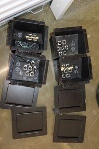 lot 91 image: Multicore floor or wall stage boxes with xlr, dmx Ethernet and outlet connections