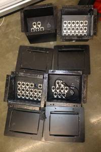 lot 92 image: Multicore floor or wall stage boxes with xlr, dmx Ethernet and outlet connections
