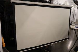 lot 36 image: White projector screen by Da-lite. White part of screen measures 92w x 52h