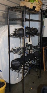 lot 97 image: Black wire shelving unit only (not contents)