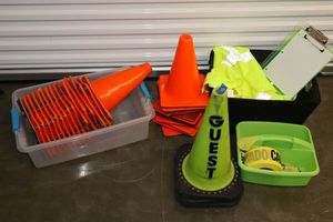 lot 108 image: Traffic cones, security reflective vests, caution tape