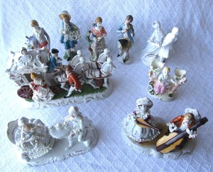 lot 501 image: Victorian theme ceramic figures