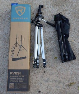 lot 145 image: RVES1 Adjustable Pro PA speaker stands, and tripods, see photos