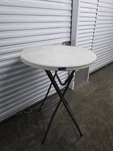 lot 100 image: 30x 42h round folding hostess table - standing height