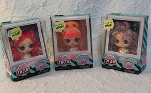 lot 16 image: three L.O.L. Surprise Tweens Surprise Swap Styling Heads. These are part of a collection of styling heads that can be used with L.O.L. Surprise All unopened