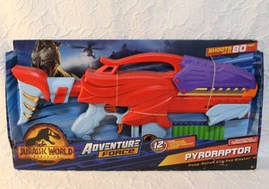 lot 43 image: Jurassic World Adventure Force Pyroraptor Pump-Action Clip-Fed Blaster. Unopened