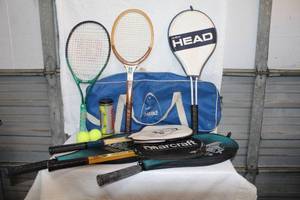 lot 160 image: Mixed lot of tennis rackets and tennis balls