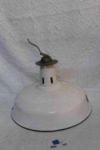 lot 166 image: vintage white industrial barn light fixture.
