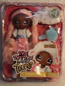 lot 194 image: Na Na Na Surprise Teens Fashion Doll, specifically the Lila Lamb doll from Series 2.  Unopened