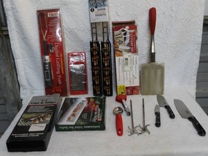 lot 236 image: Grill out party lot blow up salad bar legs and Wing tray grilling baskets digital grilling fork and more see pictures
