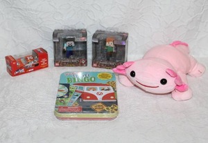 lot 241 image: Minecraft toys and a travel bingo game and more see pictures